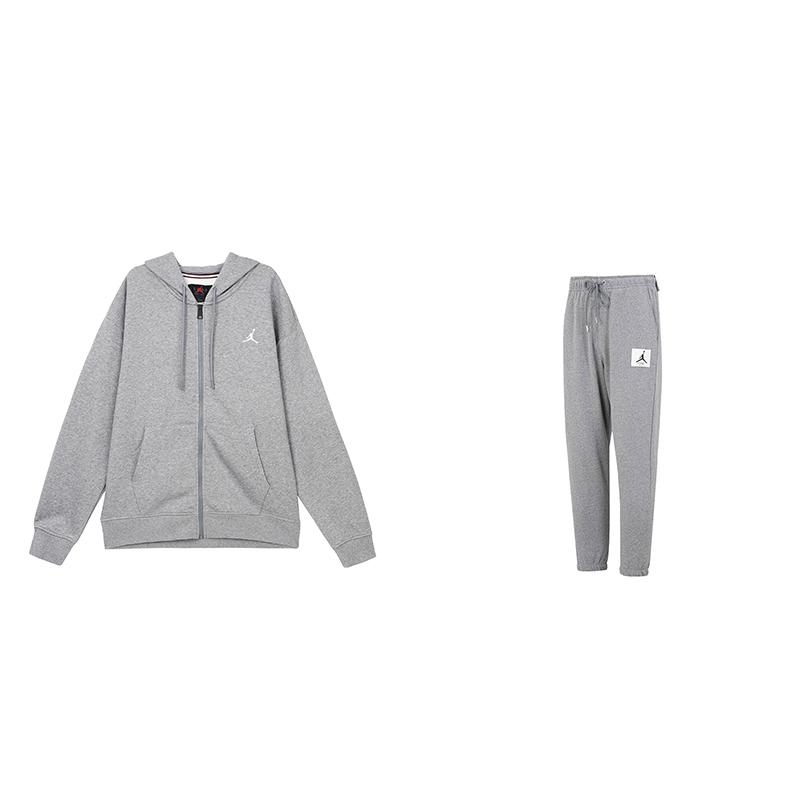 Jordan Essentials Hooded Zip Long Sleeve Logo Sweatpants Set Unisex Activewear FJ7772-091+-DQ7469-091 L